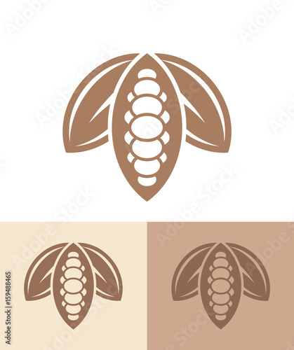 Cocoa. Icon set. Abstract cocoa beans on different background