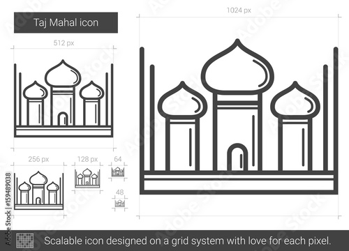 Taj Mahal line icon.