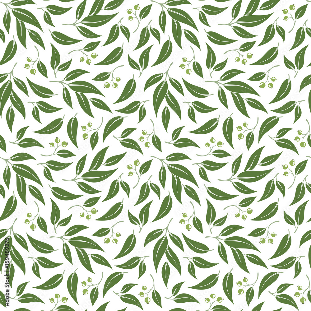 Seamless green leaf pattern. Seamless green leaf pattern.