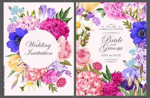 Vintage card with garden flowers