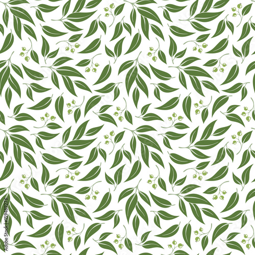 Seamless green leaf pattern.