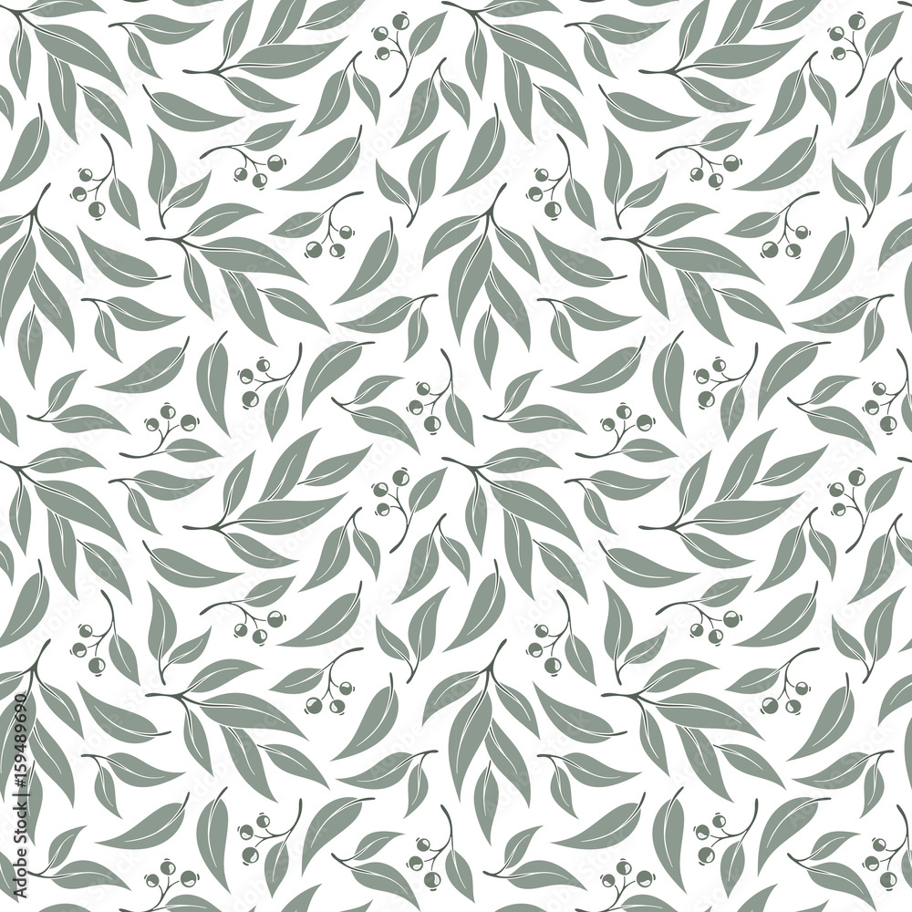 Seamless eucalyptus leaf pattern. Seamless eucalyptus leaf pattern.