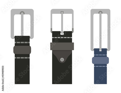 Belt for trouser buckles set. Vector illustration