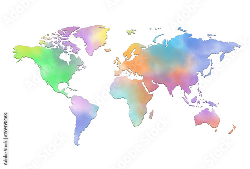 Fototapeta Naklejka Na Ścianę i Meble -  Colored Map of world on white background