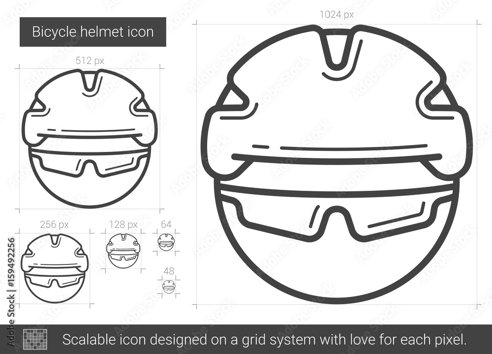 Bicycle helmet line icon.