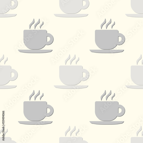 Cute vector black and white coffee cup pattern. Seamless monochrome coffee cup pattern for fabric  wallpapers  wrapping paper  cards and web background.