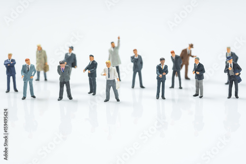crowd of business miniature people on white background