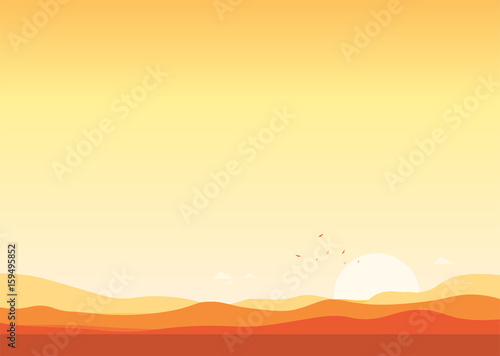 Desert Landscape Sunset Background Vector Illustration © Buttersugar104