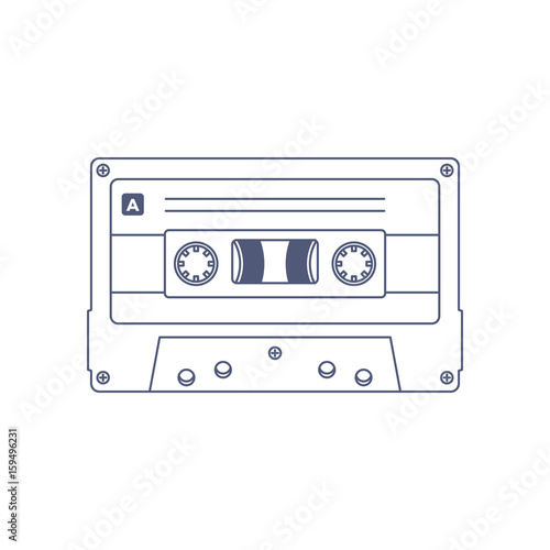 Audio Cassette Tape Outline Style Vector Illustration © Buttersugar104