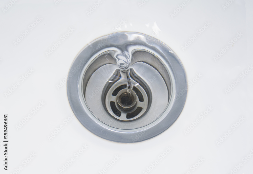 Close up of sink with draining water Close up of sink with draining water