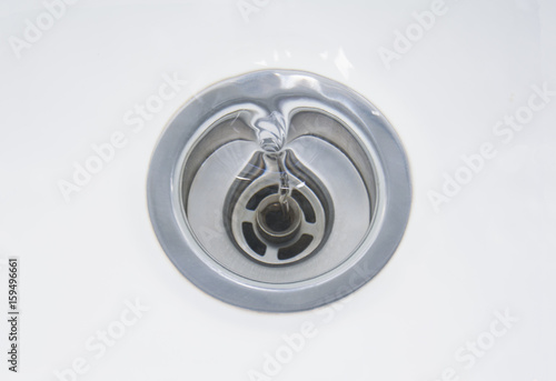 Close up of sink with draining water