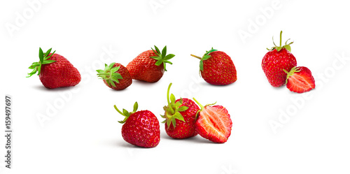 Set strawberry isolated on the white background