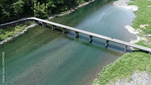 浅尾（あさお）沈下橋（高知県仁淀川）　空撮