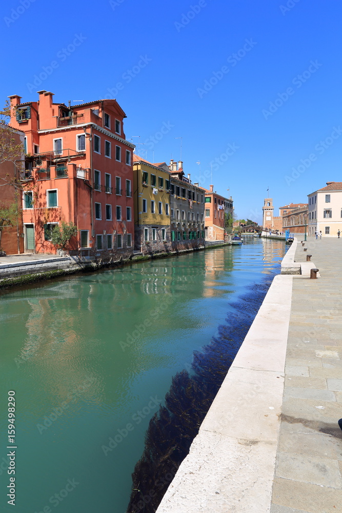 VENICE - APRIL 10, 2017: The view on Canal in Venice, on April 10, 2017 in Venice, Italy
