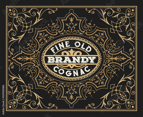 Old  label design for Brandy and Wine label, Restaurant banner, Beer label.