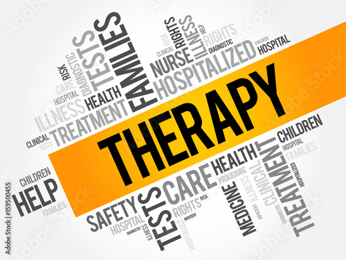 Therapy word cloud collage, health concept background