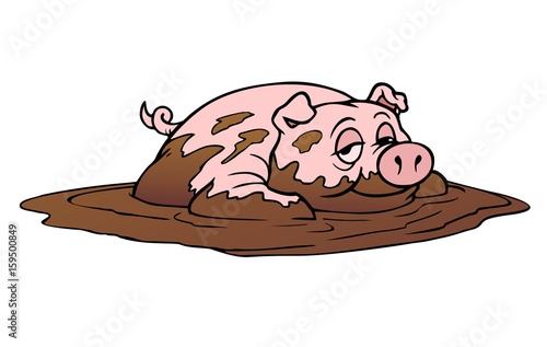 Happy as a pig in mud.  Contented farm animal.