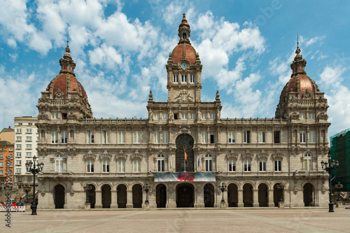 City Hall in the Maria Pita Square in La Coruña, Spain.