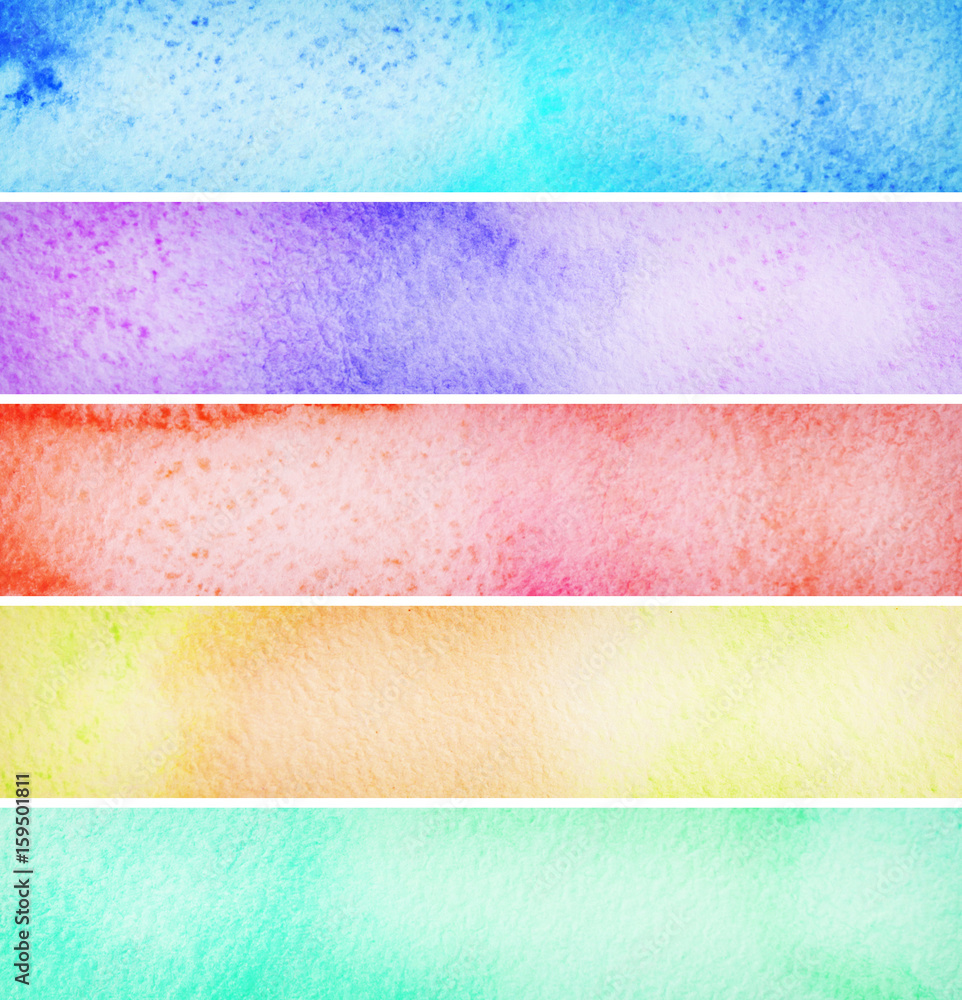 set of colorful  watercolor banners