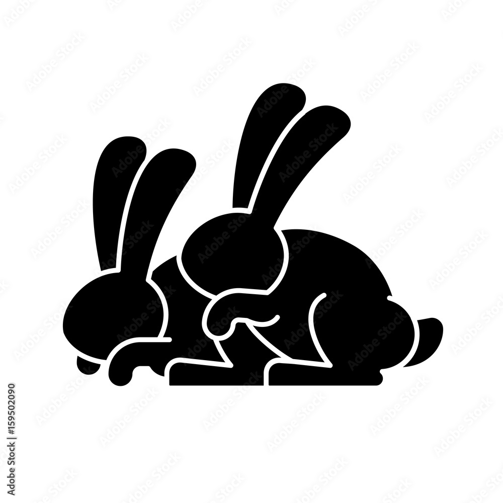 Bunny sex. rabbit intercourse. Hares isolated. Animal reproduction