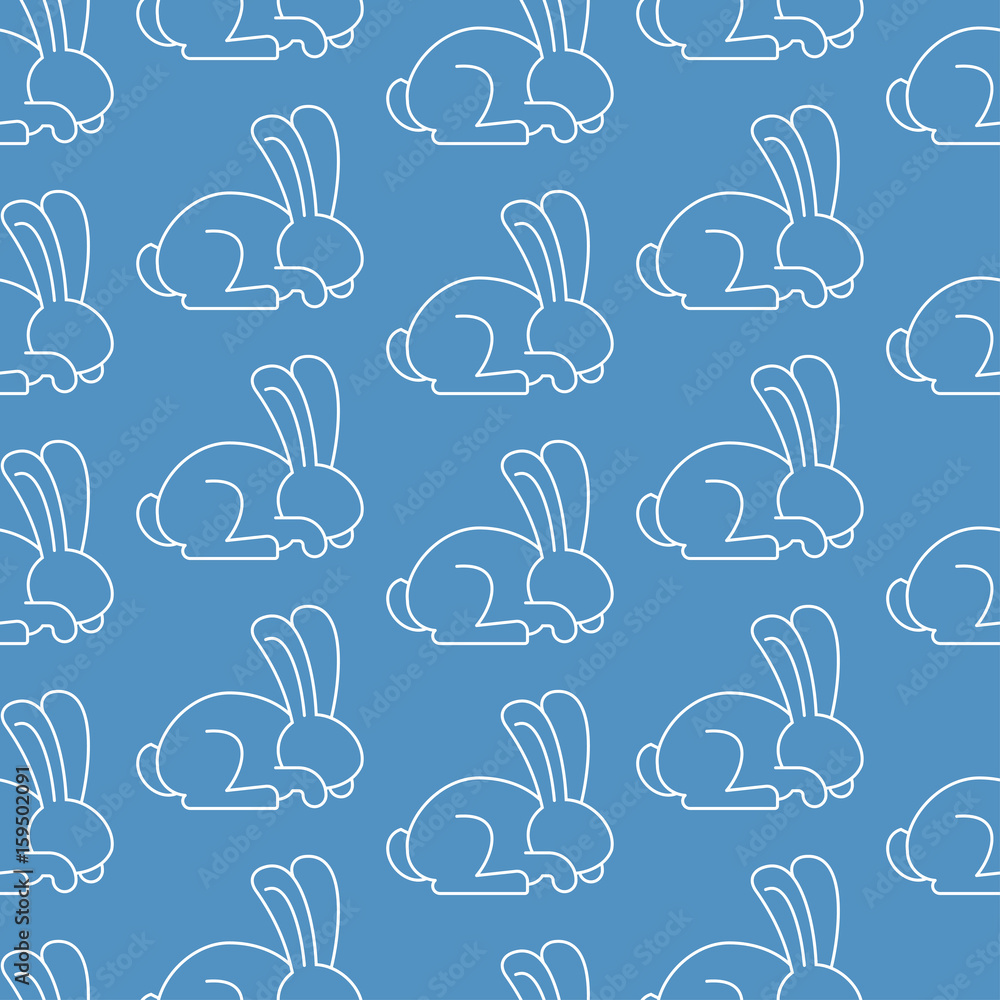 White Rabbit seamless pattern. Hare ornament. bunny background. Animal Texture for childrens cloth