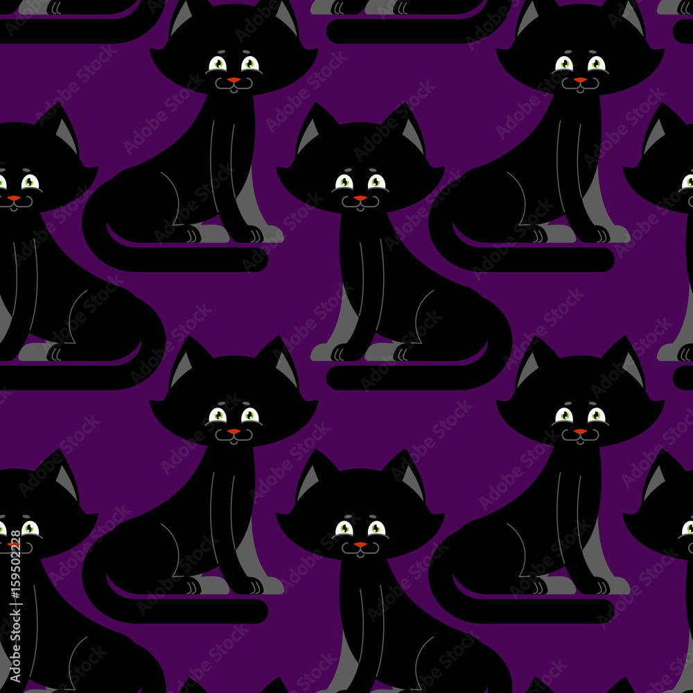 Black Cat seamless pattern. pet ornament. Animal Texture for childrens cloth Black Cat seamless pattern. pet ornament. Animal Texture for childrens cloth