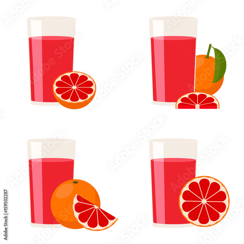 A glass of drink with grapefruit flavor, vector illustration.