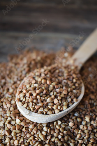 buckwheat with wooden spoon © salawar