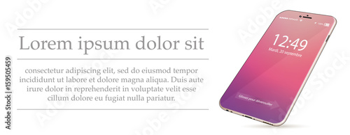 New high tech full screen smartphone pink and text