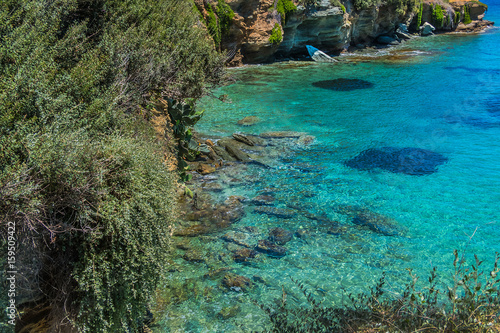 The beautiful coast and the bay of Agia Pelagia near Heraklion  Crete  Greece.