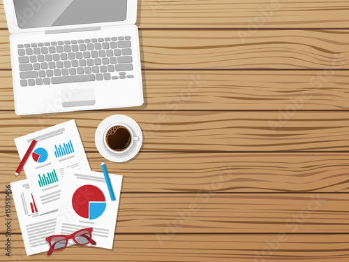 Financial workplace - concept. Vector illustration.