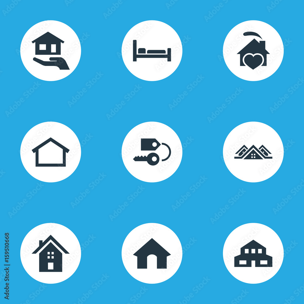 Vector Illustration Set Of Simple Estate Icons. Elements Carcass, Home