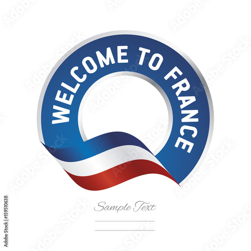 Welcome to France flag blue label logo icon