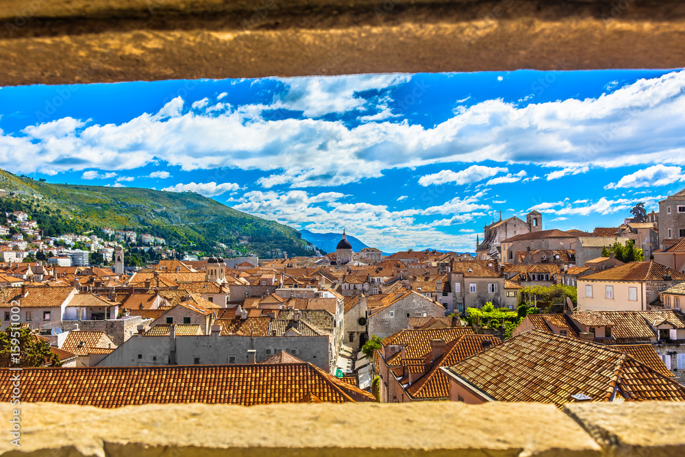 Dubrovnik cityscape. / Marble idyllic scenery in old town Dubrovnik, famous european travel destination.