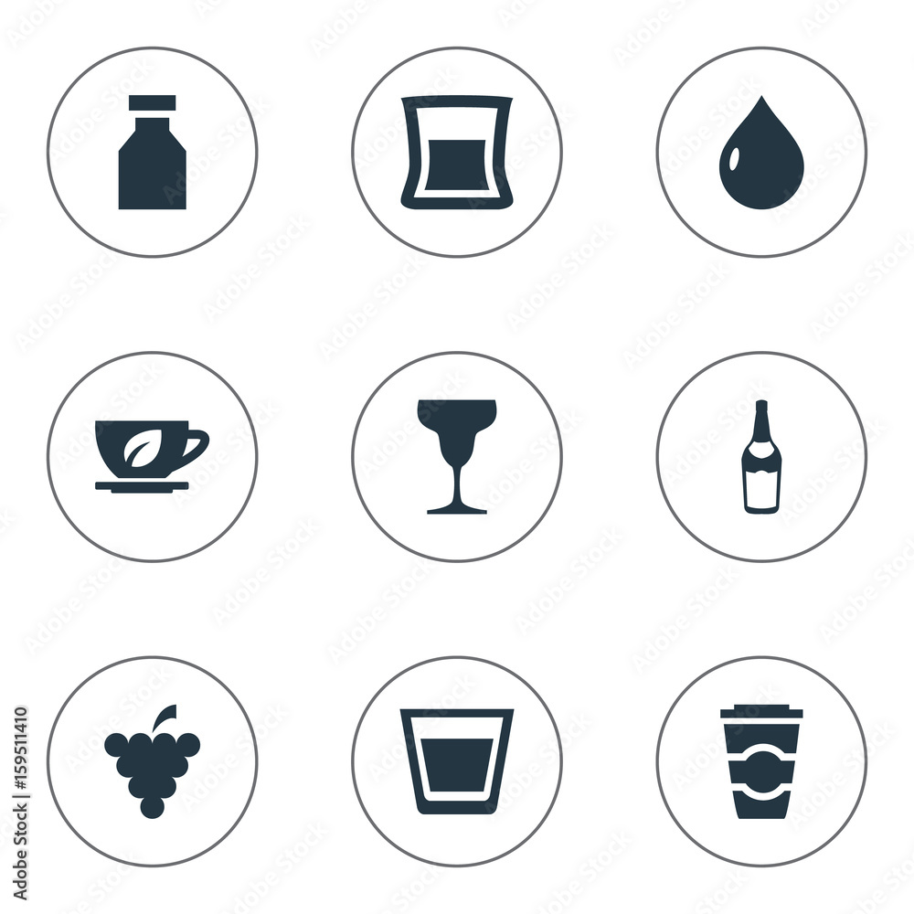 Vector Illustration Set Of Simple Water Icons. Elements Cardboard