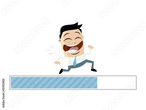 running businessman with progress bar