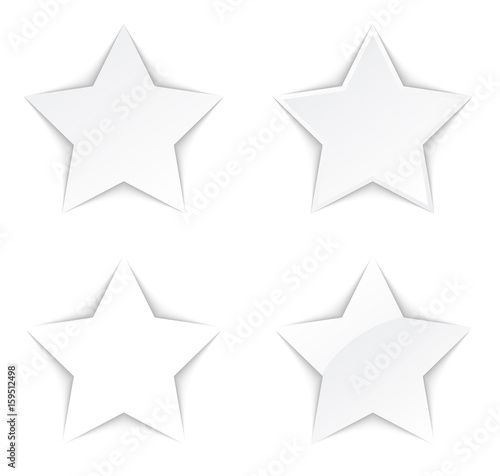 Set of four stars on a white background with shadows