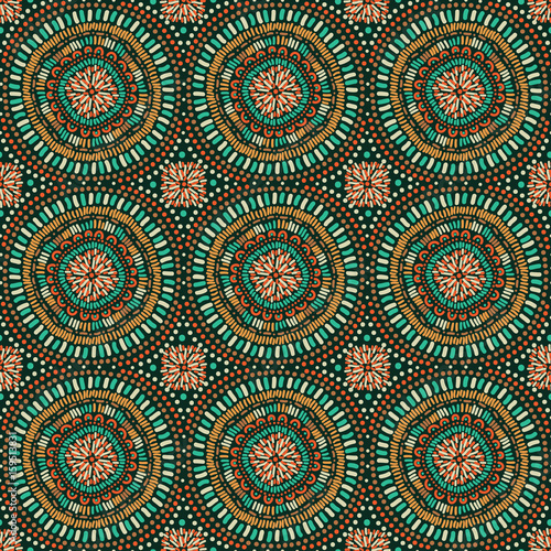 Seamless ethnic background,  kaleidoscopic ornament. Vector illustration.