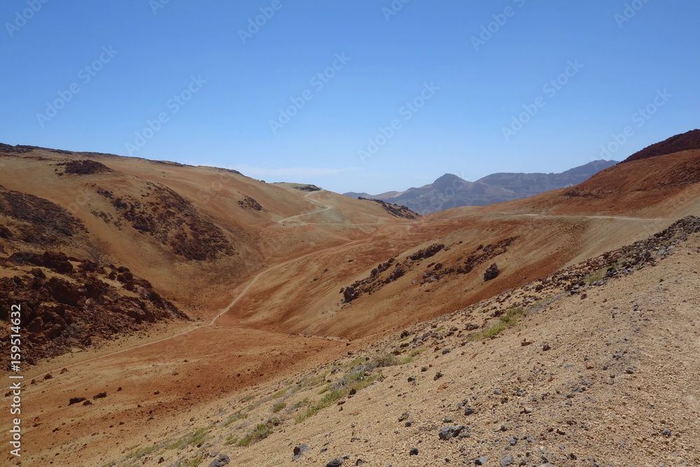 Moon landscape on the way to the Teide volcano, on Tenerife, Canary islands, Spain