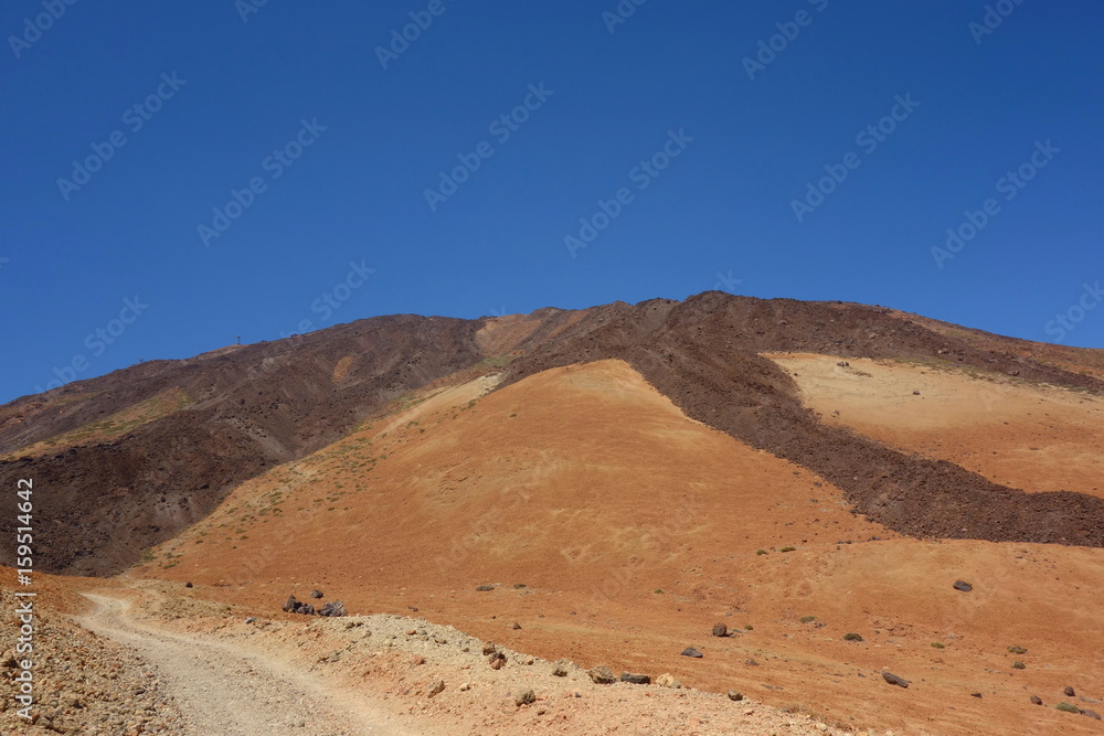 Panorama view from the bottom of the Teide volcano national park, on Tenerife, Canary islands, Spain