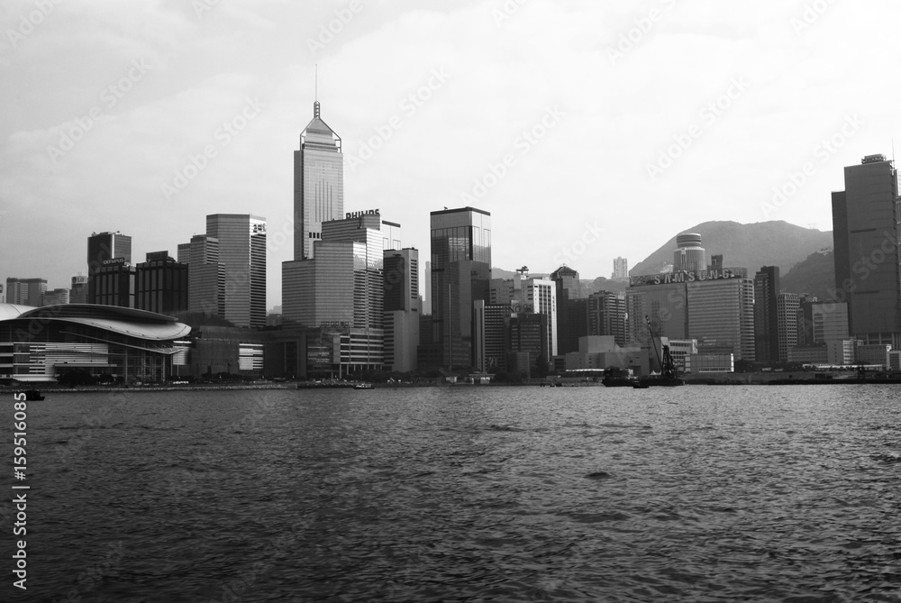 Hong Kong Island Black and white