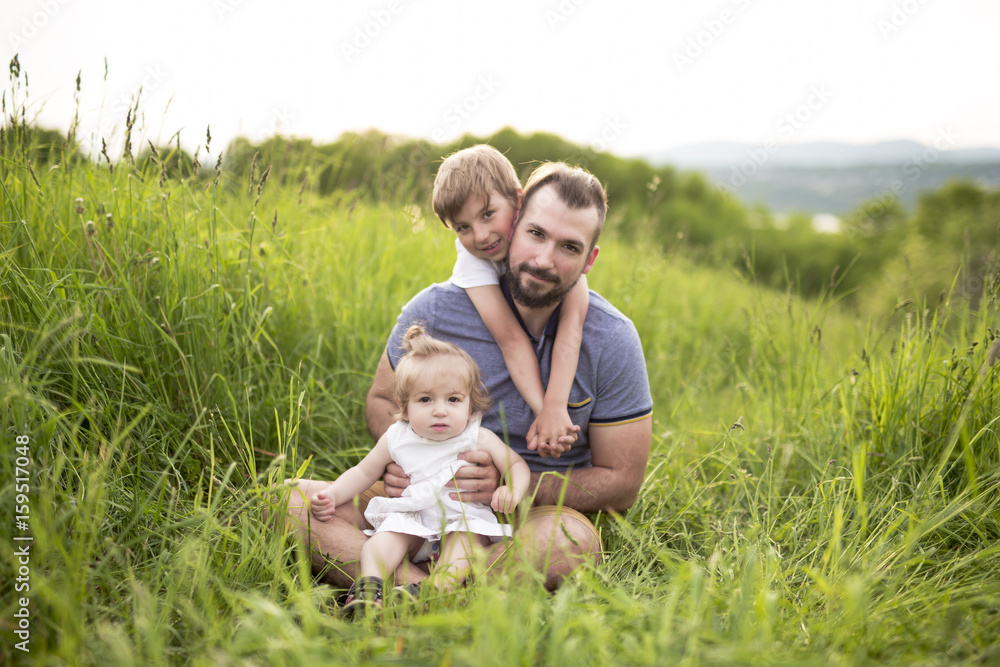 Happy young family on a walk Happy young family on a walk