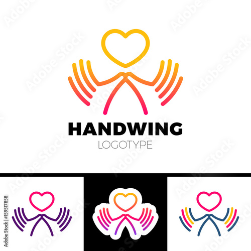 Heart in hand symbol, sign, icon, logo template for charity, health, voluntary, non profit organization, isolated on white background, vector illustration