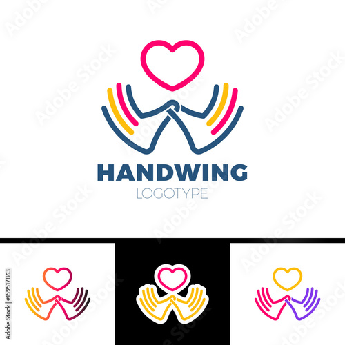 Heart in hand symbol, sign, icon, logo template for charity, health, voluntary, non profit organization, isolated on white background, vector illustration