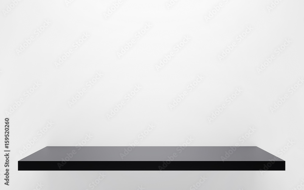 Black shelf at the wall. 3d render Black shelf at the wall. 3d render