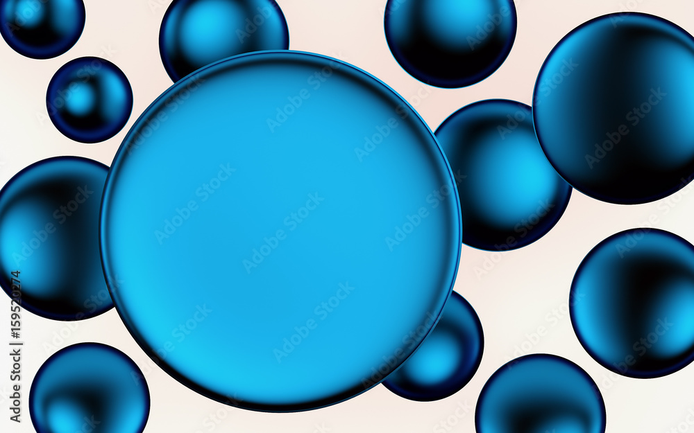 Naklejka premium Błękitny abstrakcjonistyczny sfery piłki tło dla twój projekta. Renderowania 3d