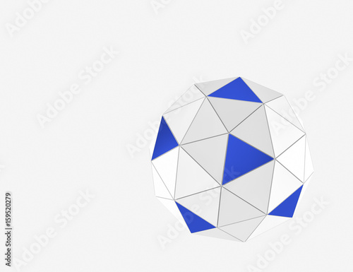 Blue and white spheres geometry background. Abstract 3d render