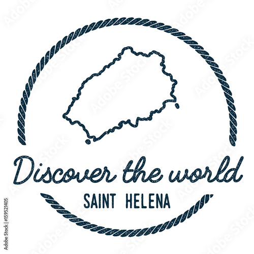 Saint Helena Map Outline. Vintage Discover the World Rubber Stamp with Island Map. Hipster Style Nautical Insignia, with Round Rope Border. Travel Vector Illustration.