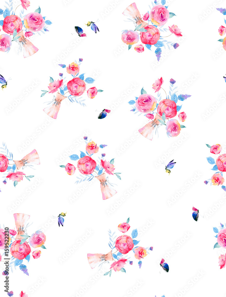 Watercolor Flower Rose Butterfly Watercolor Flower Rose Butterfly