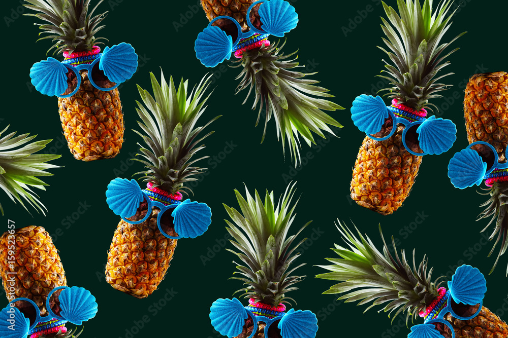 Retro design tropical style concept.Pattern with hipster pineapple summer decoration background Retro design tropical style concept.Pattern with hipster pineapple summer decoration background